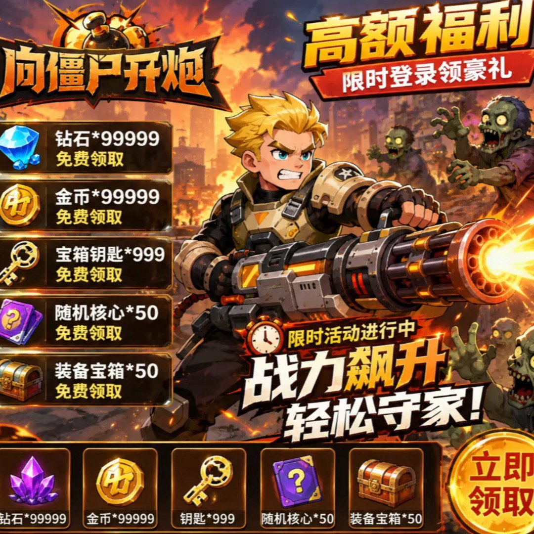向僵尸开炮福利宣传图